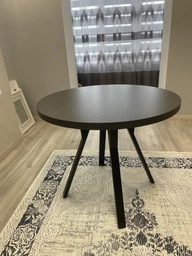 Стол кухонный круглый RoMax Lite 90 см Loft Дуб Эндгрейн/Черный фото от покупателей 7