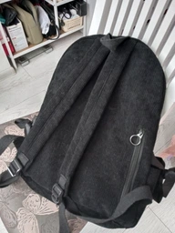 Жіночий рюкзак чорний в школу для підлітка дівчинці 5 6 7 8 9 клас міські рюкзаки з бантиками стрічками вельветові Rentegner фото від покупців 6