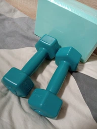 Гантели для фитнеса пластиковые цельные (неразборные) + коврик OSPORT Lite 2шт по 1 кг (OF-0214) Красный фото от покупателей 16