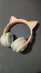 Беспроводные наушники Onvex BT612I с кошачьими ушками, RGB-подсветкой, Bluetooth 5.3, FM-радио, MicroSD, AUX, складные Blue-Pink фото от покупателей 12