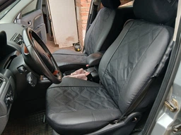 Авто чехлы из эко кожи Mitsubishi Colt (2002-2012) Pok-ter ELIT Premium с серой вставкой фото от покупателей 8