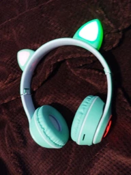 Беспроводные наушники с кошачьими ушками CAT EAR Bluetooth 5.0 + EDR детские наушники, игровые с блютуз гарнитурой и LED подсветкой, фиолетовые