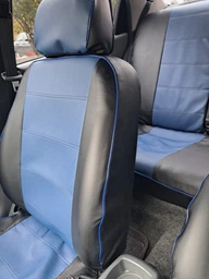 Комплект модельных чехлов AMI.AUTO из германской экокожи черно-желтые кант на Мицубиси Аутлендер 3 (Mitsubishi Outlander ) 2012-2015 кроссовер