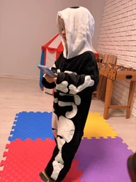 Пижама кигуруми Kigurumi для мальчика Скелет Черно-белый на рост 145 - 155 см (202242) фото от покупателей 2