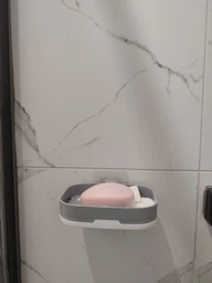 Мильниця з піддоном для води настінна і настільна самоклеюча VMHouse на липучці зі зливом для ванної та кухні пластикова білий (0049-0001)
