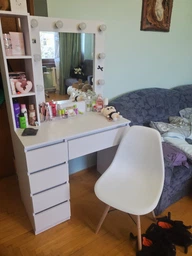 Туалетний столик з +пуф, готова beaury-зона,160*90*50см, білий, MirrorRika фото від покупців 17