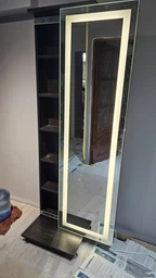 Висувне дзеркало в повний зріст з потаємними поличками та підсвіткою 187x50 Венге