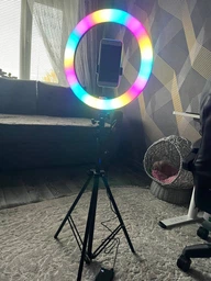 Світлодіодна лампа RZTK кільцева Spectra 36 RGB USB + штатив 2.1 м фото від покупців 3