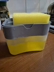 Дозатор для мийного засобу натискний з мочалкою Soap Pump, універсальний насосний органайзер-контейнер для рідкого мила і миючого для посуду, компактний економний диспенсер з губкою для кухні Біло-сірий, SP-001 фото від покупців 3