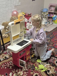 Велика дитяча кухня з водою і парою, звук, світло, посуд, продукти, дошка для малювання, крейда, губка,46 елементів 815 фото от покупателей 4