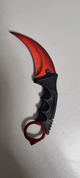 Нож Karambit CS GO керамбит с ножнами красный с черной паутиной