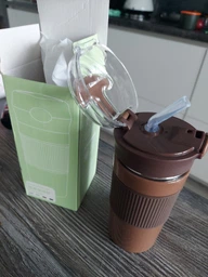 Термочашка с трубочкой и двойным открыванием YIWU Coffee & Tea 480 мл Черный (HP-14-23B) фото от покупателей 1