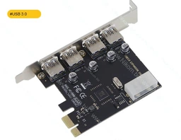 Плата расширения PCI-E на 4 х USB 3.0 с питанием MOLEX 5 Гбит/с расширитель портов (655582878) Черный