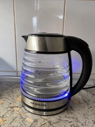 Электрочайник 2л стеклянный с LED подсветкой Top Kitchen 2400 Вт, электрический дисковый чайник с быстрым нагревом воды, стильный прозрачный чайник из рифленого термостойкого стекла STK-023-Silver/Black фото от покупателей 3
