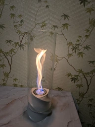 Біокамін настільний 46х15х15см +1л палива, підлоговий, декоративний BIOHEAT світлий, високе вихрове полум'я, камінь та термоскло фото від покупців 3