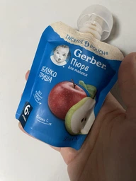 Дитяче пюре Gerber Pouch Яблуко та груша, 90 г (7613036345507) фото від покупців 19