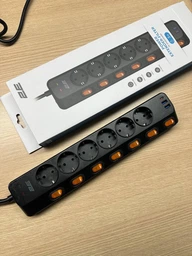 Сетевой фильтр-удлинитель 2E SP6M3 3м, 6xТипF, 16A, 2xUSB-A, 1x USB-C Черный (2E-SP6M3SWBK) фото от покупателей 3