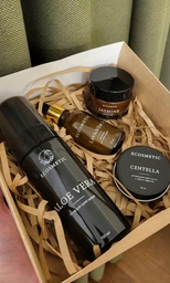 Антивозрастной комплекс уходовой натуральной косметики "Anti Age Deep Care" для разглаживания морщин кожи лица и борьбы против темных кругов под глазами, глубокого увлажнения и питания, восстановления упругости и тонуса кожи с пептидами 3 в 1 (112518)