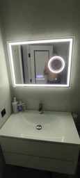 Прямоугольное зеркало с LED подсветкой 110 на 70 см, с Smart-блоком, линзой с подсветкой и подогревом, модель Karnet La Mir (karnetg195) фото от покупателей 1