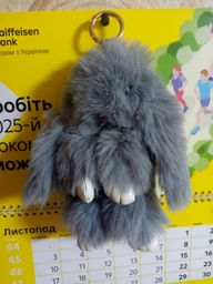 Хутряний брелок кролик зайчик на рюкзак сумку ключі 14 см