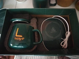 Чашка з підігрівом Lucky 400 мл з кераміки з ложкою на USB-підставці 55°C подарунковий набір фото від покупців 2