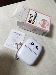 Портативный мини термопринтер детский Mini printer Bluetooth + набор термобумаги в комплекте розовый фото от покупателей 1