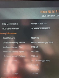 Ноутбук Acer Nitro Lite NL16-71G-58HN (NH.DAEEU.001) Shale Black / 16" IPS WUXGA 165 Гц / Intel Core i5-13420H / RAM 16 ГБ / SSD 512 ГБ / RTX 4050, 6 ГБ / LAN / Зарядка по USB фото от покупателей 14