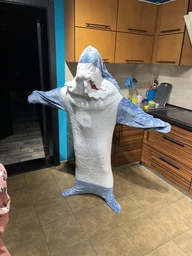Пижама кигуруми акула Shark Blanket XL - 155-165 см Плед акула серо-синяя