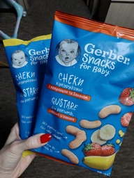 Кукурудзяні снеки Gerber з Полуницею та Бананом для дітей із 7 місяців 28 г (8445291463554) фото від покупців 15