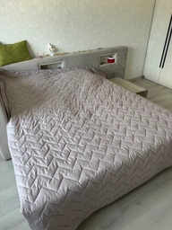 Покрывало Sleepingg Bodi двустороннее 240х260 Антиаллергенное волокно со стежкой какао/Серое (4820227286133) фото от покупателей 1