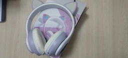 Блютуз наушники с ушками беспроводные bluetooth бирюзовые детские наушники с подсветкой