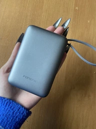 Повербанк 20000 mAh 22.5W Foneng PX116 с LED дисплеем и быстрой зарядкой PD/QC USB-C порт встроенный кабель Type-C lightning универсальный мощный портативный повер банк 20 000 power bank павербанк для телефона iPhone Samsung роутера планшета silver