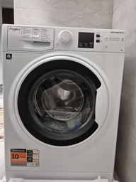 Стиральная машина Whirlpool WRBSS 6239 W UA, фронтальная, узкая, 6 кг, 1200, класс С/A/B, 42,5 см, 16 программ, дисплей, инвертор, белый с черным люком фото от покупателей 3