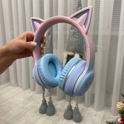 Беспроводные наушники Onvex BT612I с кошачьими ушками, RGB-подсветкой, Bluetooth 5.3, FM-радио, MicroSD, AUX, складные Blue-Pink фото от покупателей 3