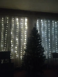 Гірлянда святкова Xmas (Штора) 3M*2M) 200 led WW-9 Теплий Біла (Copper) на мідному дроті+з'єд.(100) HS HS для нового року, для свята фото від покупців 1