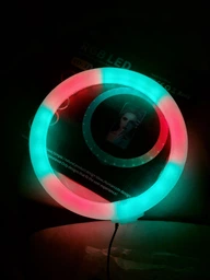 Светодиодная кольцевая LED лампа RGB MJ33 с пультом и штативом 33 см белый/черный фото от покупателей 12