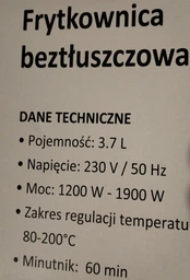 Аерогриль із сенсорним керуванням Bass Polska BH 10872 3.7 л Електрична фритюрниця 2500 Вт