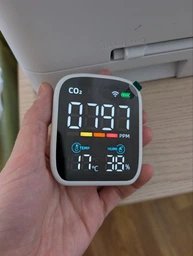 Smart-прилад контролю повітря з CO₂-сенсором NDIR, термометром і гігрометром, LED-екран із жестовим пробудженням, Wi-Fi-моніторингом, монітор якості повітря, 10 годин від акумулятора фото от покупателей 5