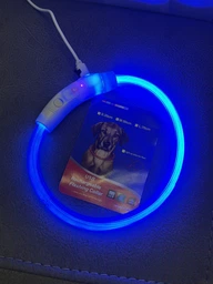 Светодиодный, водостойкий LED ошейник для собак с зарядкой USB, 35 см, размер S (зеленый) фото от покупателей 2