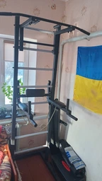 Шведская стенка напольная черная универсальная с турником брусьями и гимнастической лавкой фото от покупателей 1