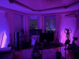 Торшер неоновая лампа Lamp Led Rgb 120 см от Usb напольный угловой светильник, ночник, с пульт управления (черная) фото от покупателей 9