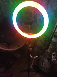 Кольцевая светодиодная LED лампа RGB MJ33 со штативом 2 метра и блютуз пультом для селфи блогеров визажистов салонов профессиональной фотосессий съемки тик тока набор блогера лед кольцо мультиколор разноцветное 33 см фото от покупателей 2