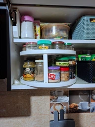 Органайзер для специй Spice Spinner Two-Tiered Spice Organizer двухуровневая для хранения емкостей и баночек (белая) фото от покупателей 2