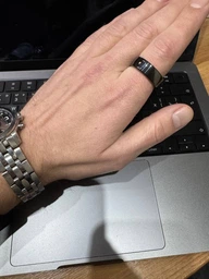 Розумне смарт-трекер-кільце з кейсом для зарядки та сенсором управління додатками Smart Ring DKWAY Q8 Розмір 12 Titanium Black фото від покупців 8