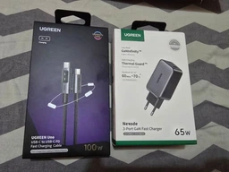 Зарядное устройство Ugreen GaN 65 Вт высокоскоростной с 3 портами 2хUSB-C 1хUSB-A Dark Grey (YM973)