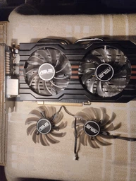 Вентилятор Everflow для видеокарты ASUS (orgnl) 75 мм 4-pin T128010SH (FD7010H12S T128010BH PLD08010S12HH FD7010H12D) комплект 2 шт (№85.1)