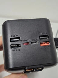 Повербанк умб 50000 mah с быстрой зарядкой 22.5w fast charging pd и встроенными 2 кабелями usb type c lightning King power delivery bank KPG для телефона смартфона айпада powerbank внешний аккумулятор повербанки большой емкости черный