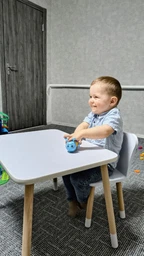 Столик детский со стульчиком 46х60х45 см для творчества письма рисования игр и обучения белый стол для детей деревянный игровой + подушка в подарок фото от покупателей 1