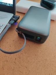Повербанк 20000 mAh 45W для ноутбука Foneng PX138 з LED дисплеєм і швидким заряджанням PD/QC USB-C порт вбудований кабель Type-C універсальний потужний портативний повер банк 20 000 power bank павербанк для телефона iPhone Samsung роутера планшета gray фото від покупців 6
