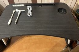 Складной столик трансформер для ноутбука с местом под чашку и 4 входами USB Черный 60х40 см